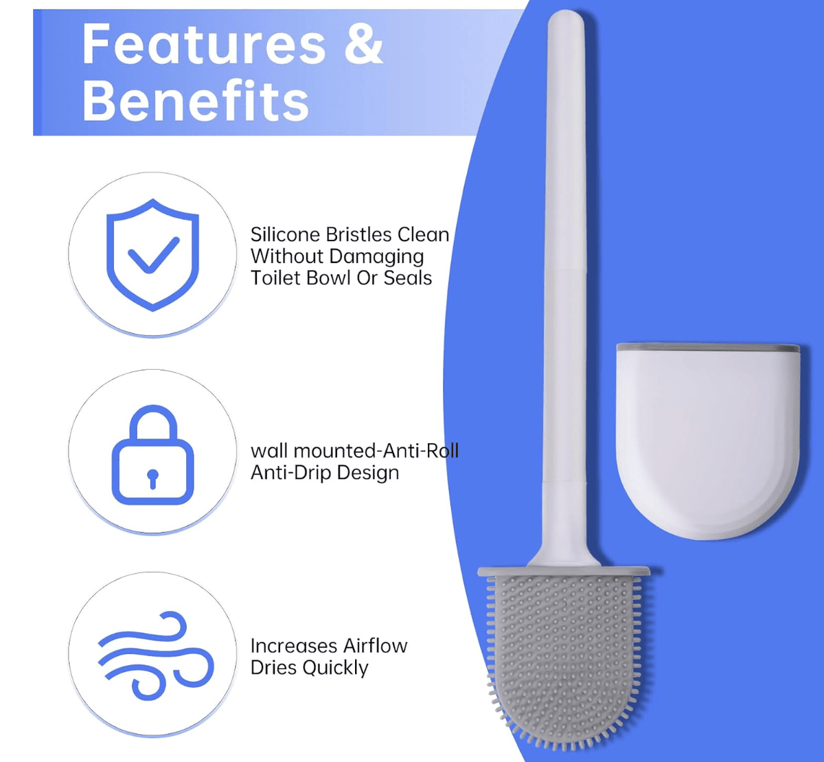 Silicone Toilet Brush with Holder - General Mart