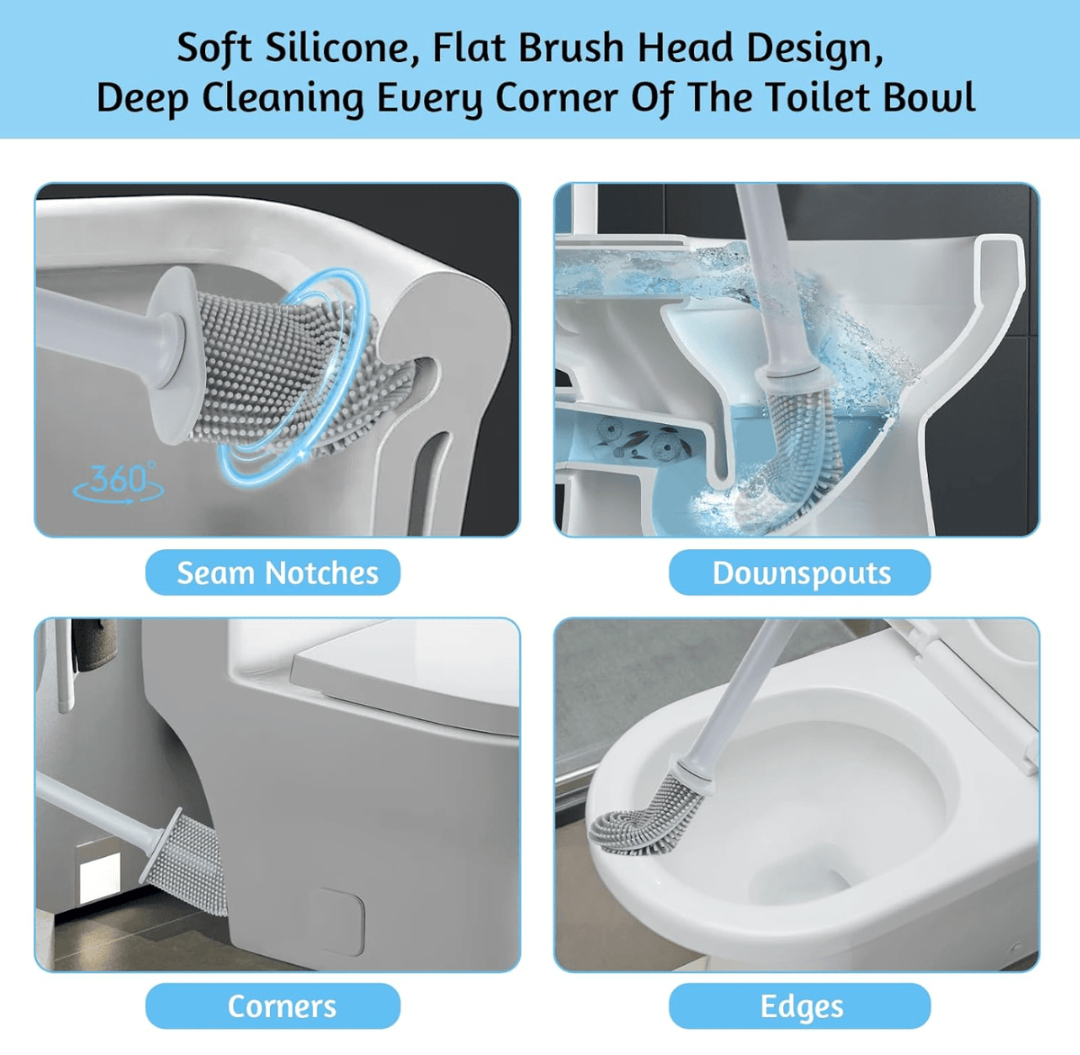 Silicone Toilet Brush with Holder - General Mart