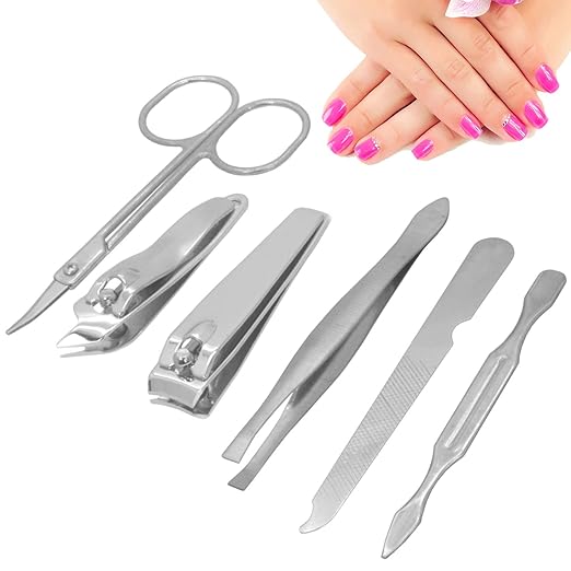 SJ 6 in 1 Nail Art Clipper Pedicure Manicure Tweezer Cutter Earpick Tool Set - 29 - General Mart