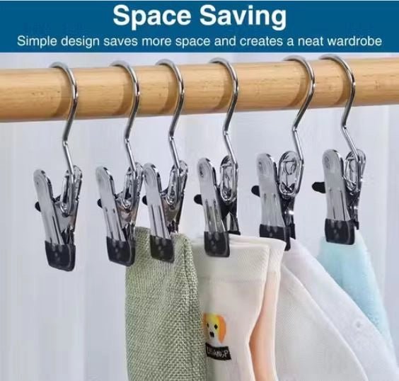Stainless Steel Hangers with Clips Stylish 10pcs (Pack of 1) - General Mart